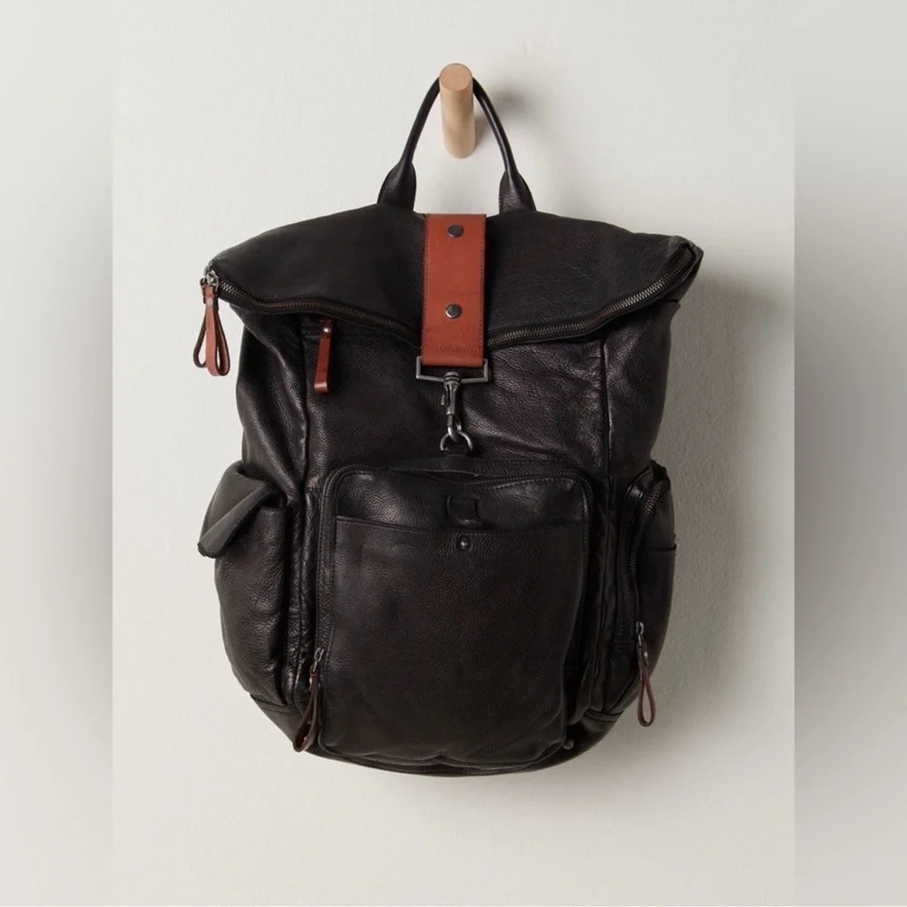 Leather Backpack - Black Men’s Everyday Backpack - Picture 2 of 9